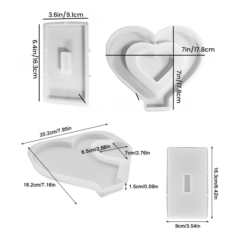 TEMU 2 Set 3d Photo Frame Resin Molds, Heart Shape Silicone Molds For Resin, Diy Picture Frame Epoxy Resin Moulds Art Craft For Wedding Home Decor