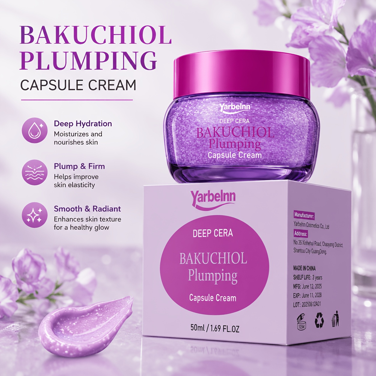 Yarbelnn Face Cream, Containing Collagen And Ceramides, , Enhances Skin , And Skin Look . Suitable For Types.