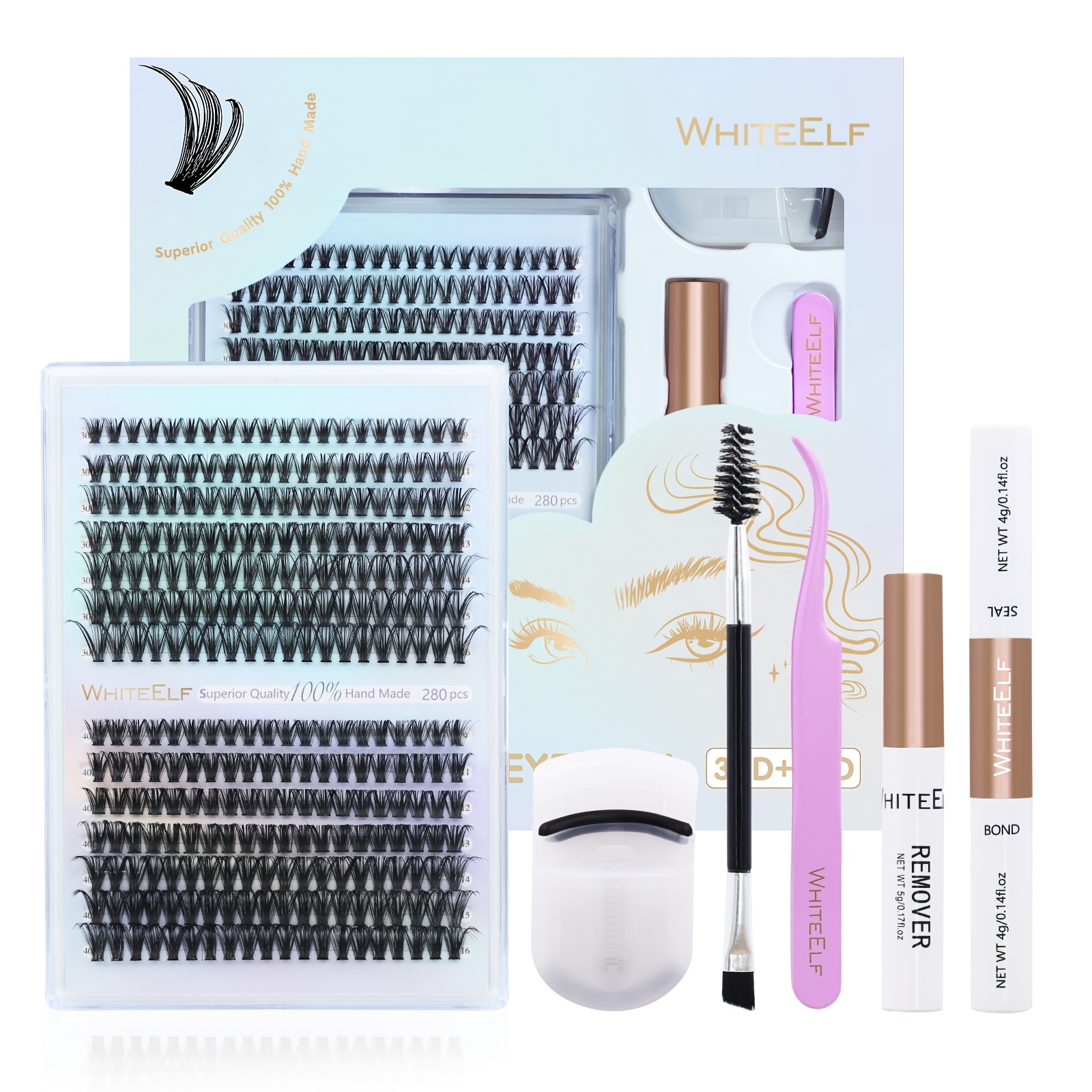 

200pcs Eyelash Kit, 9-16mm 30d 40d Individual Lashes Kit With Lash And Seal, Lash Tweezers For Self Use