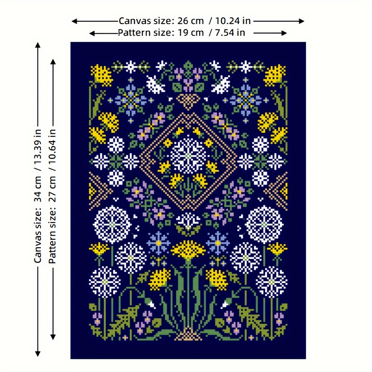 Kreuzstich-Set Mit Blumenprägung | Für Anfänger & Erwachsene | 30x40 Cm, 11CT Stoff | Inkl. Garn, Nadeln & Anleitung