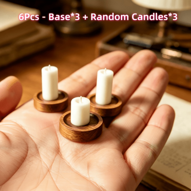 TEMU 6pcs Miniature Realistic Candle Set - 1:12 Scale Vintage Three-dimensional Base Model, Candle Lengths Are Random, Suitable For Dollhouse