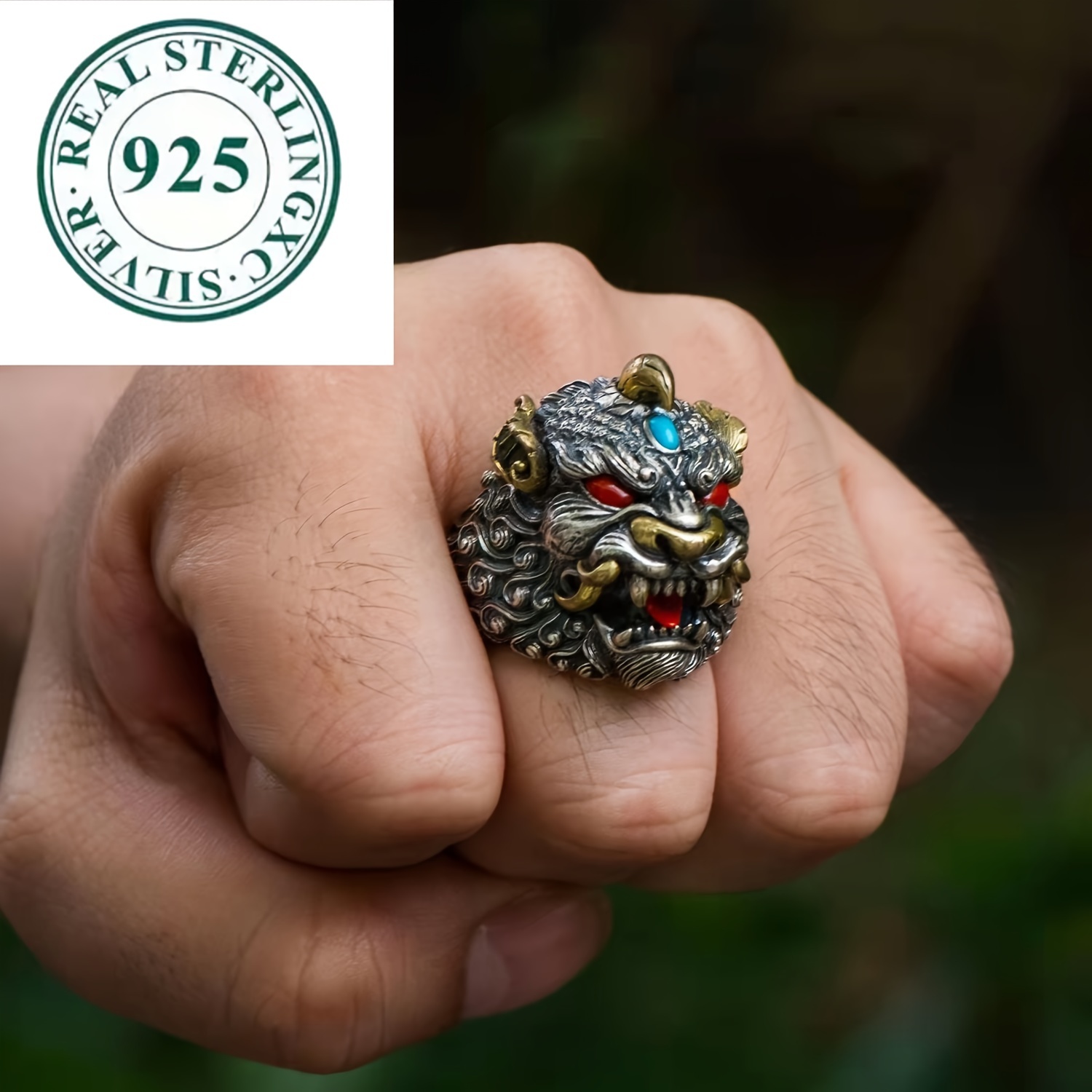 

S925 Lion Overbearing , Vintage Craft, Men's Ring, Overbearing Boyfriend, Father's Day, Valentine's Day, , Christmas