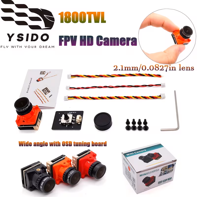 מצלמת fpv 1800tvl עדשה 2.1 ממ חיישן חסימת אינפרא אדום 1/3 אינץ 5v-40v /pal, עם osd פנימי, משמש לחלקי רחפן מירוץ fpv rc פרטי מוצר 0