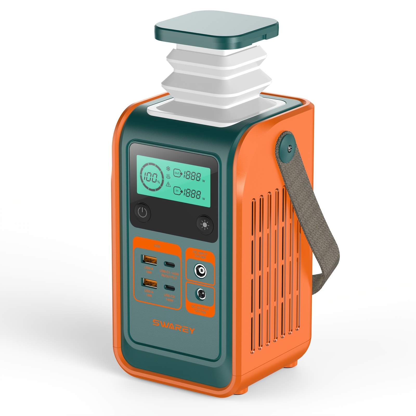TEMU Portable Power Station, 192 Wh Lifepo4 Battery, Solar Generator, 140 W Usb-c Quick Charging Power With Light For Camping Travel, Emergencies,
