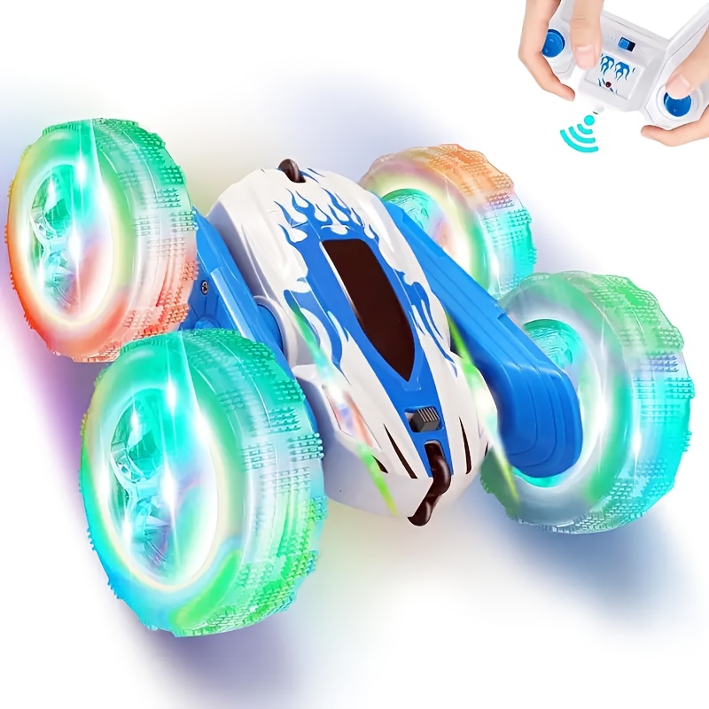FREE TO FLY Remote Control Car For Girls : Pink RC Car Double Sided 360°Flip Stunt Cars With Headlights & WheelLights Rechargeable Toy Car