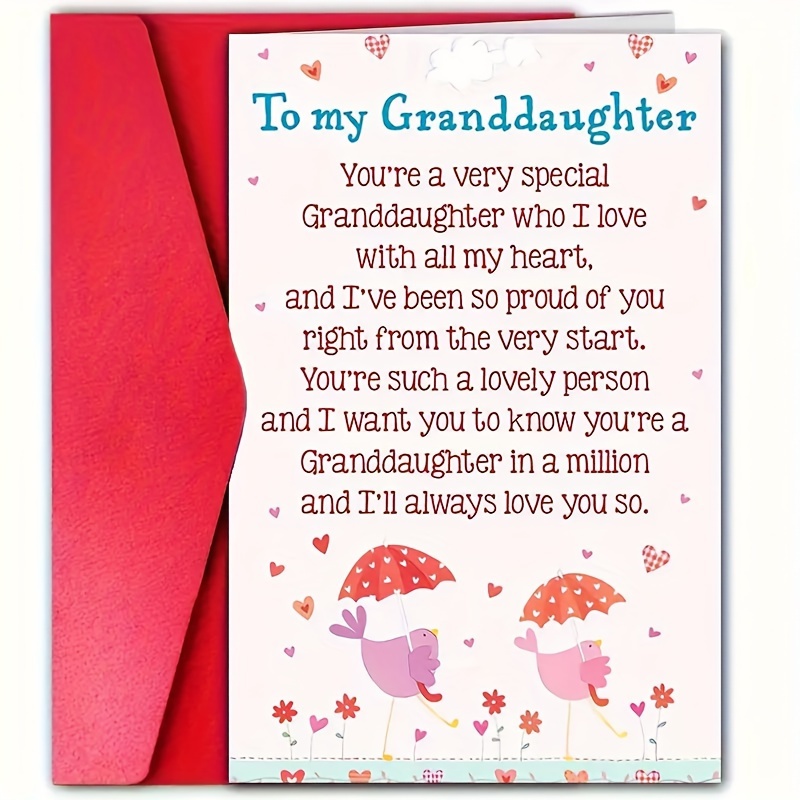 

Birthday Greeting Card For Granddaughter With Envelope - Message, Any Recipient - Paper Material, Ideal For Celebrating