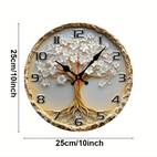 rustic wooden tree of life wall inch silent non ticking round decorative clock manufactured wood aesthetic home office accent european battery operated aa not included