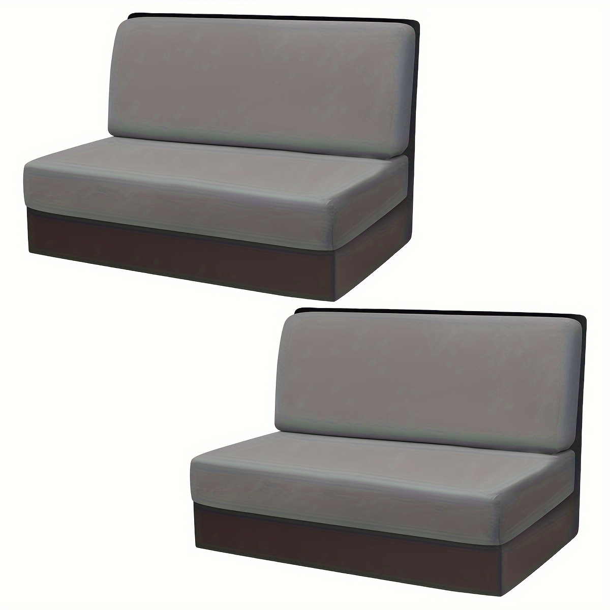 Image of 4pcs Super Fox Plush Rv Seat Cover Set Elastic Solid Color Washable Rv Cushion Cover Backrest Cover Rv Dining Chair Cover