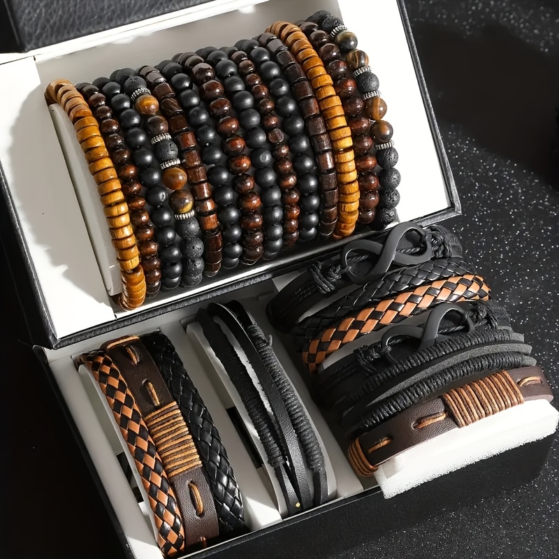 

24pcs Men' Accessory Set, Leather & , Layered Design For Casual Wear, With For Gifts (box Not Included)