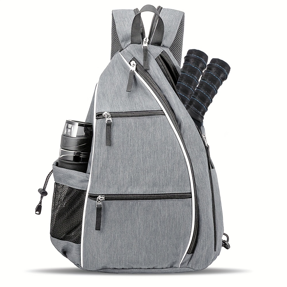 

1 Gray Pickleball Backpack - Nylon Sports Bag With Adjustable Sling, Zippered Main Compartment & Mesh Pocket - Official Pickleball Gear Carrier, Pickleball Accessories