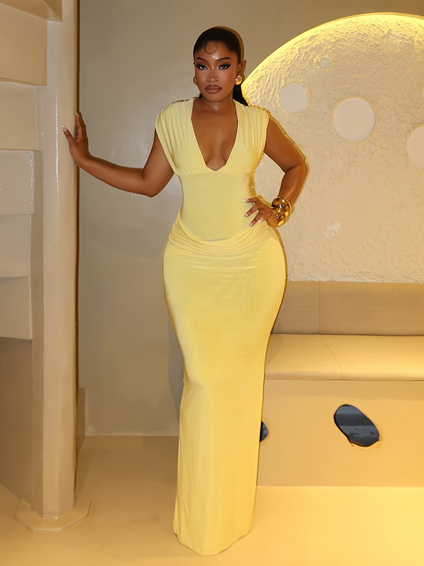 long yellow dress sold on Temu United States