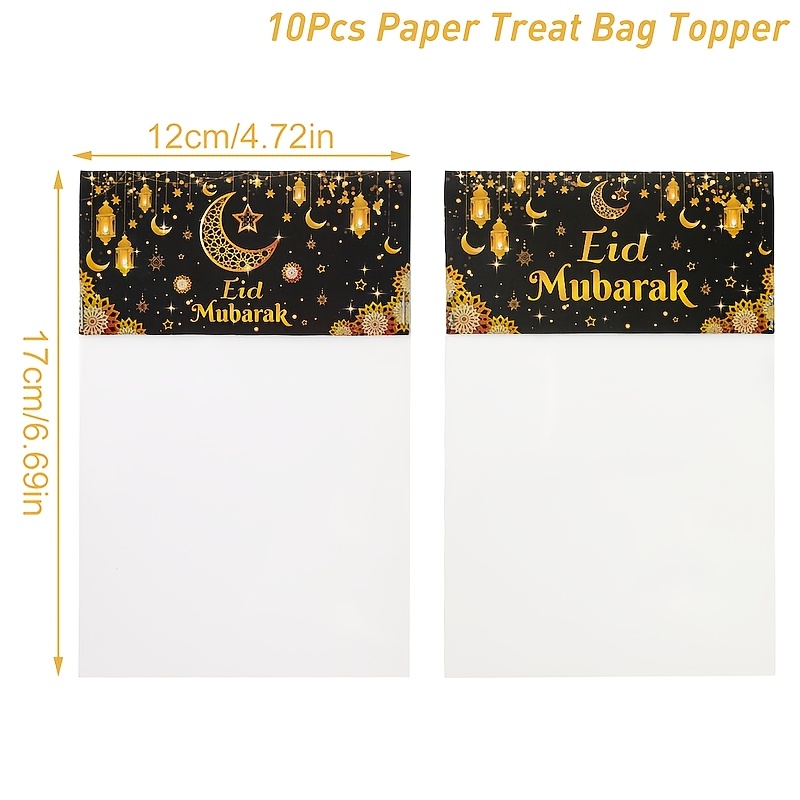 Image of 10pcs, Black Golden Paper Treat Bag, Bag Packs, Topper Opp Bags, Ramadan Decoration For Home, Ramadan Mubarak Decor, Eid Al For Guests Gifts Packing Bags, Party Supplies