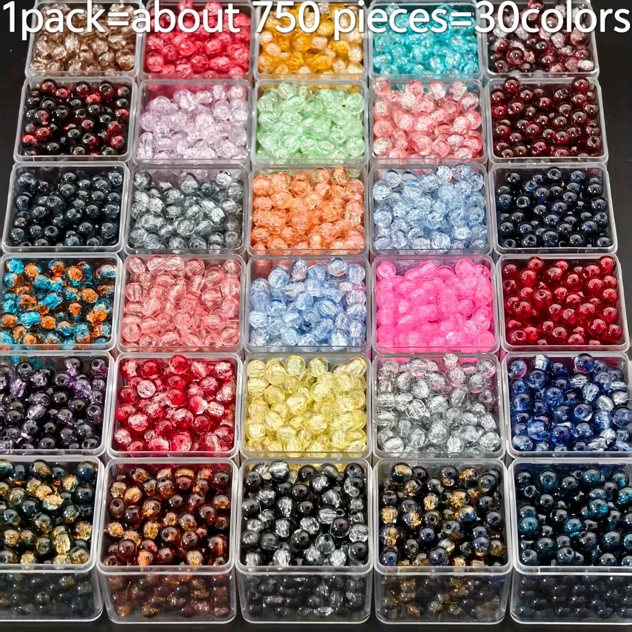 E-shop 750 Stück 6mm Blumenfarbene Glasperlen mit Farbverlauf, geeignet für Schmuckherstellung, künstliche Jade-Eis-Transparentperlen - Traumhafte,