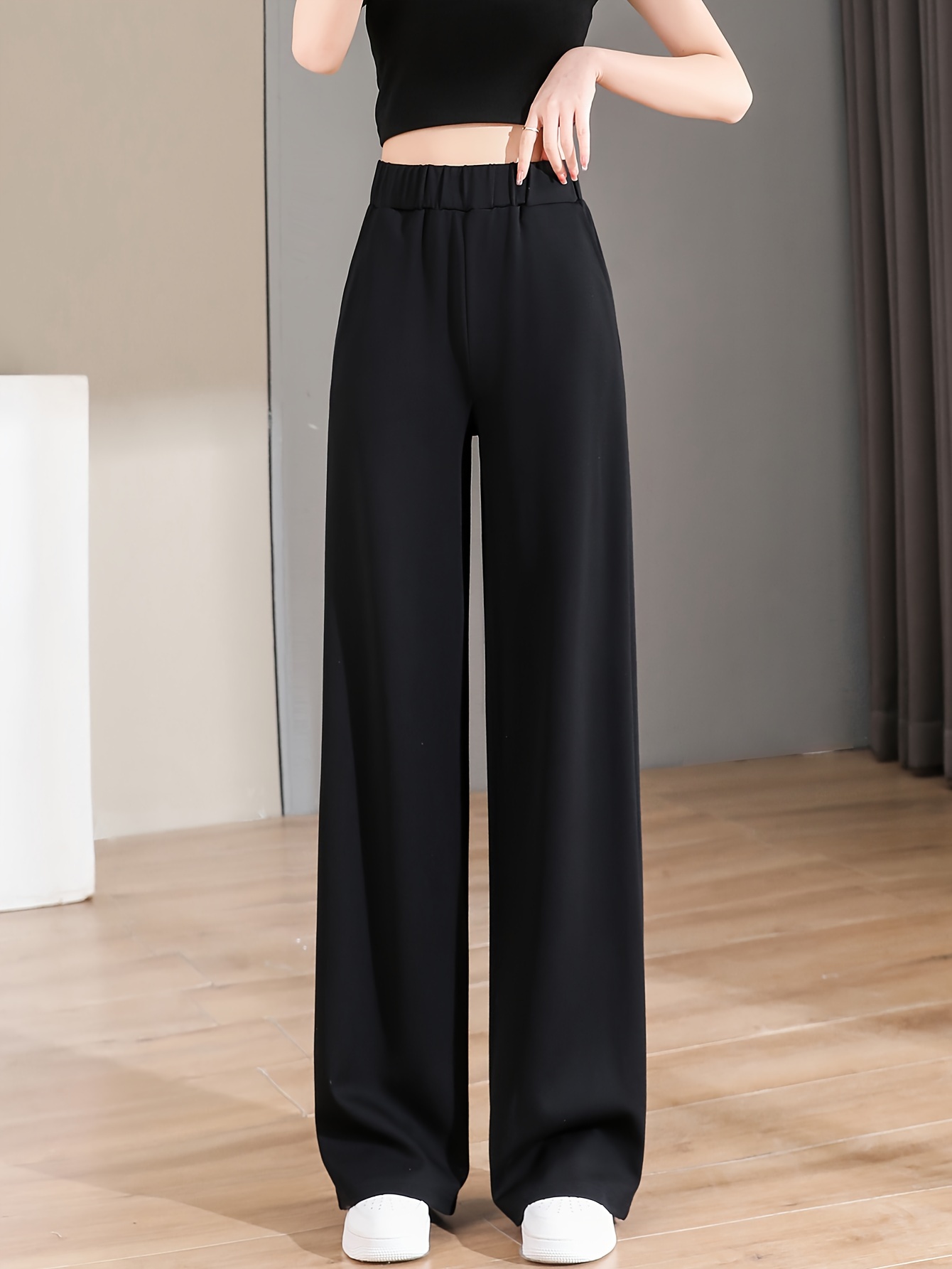 Solid Velvet Slim Pants Casual High Waist Slant Pocket Pants - Temu