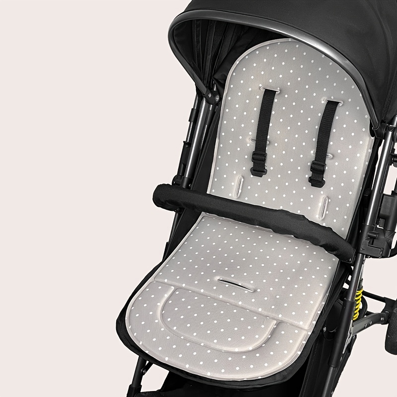 1pc Breathable Polyester Fiber Baby Stroller Cushion, Universal Fit for Most Infant Carriage Models, Comfortable Support for 0-3 Years Old Toddlers, Light Grey Polka Dot/Star Pattern