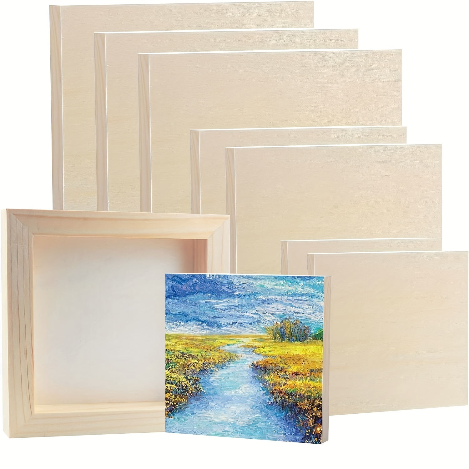 

1pc Wood Art Boards For Crafts - Blank Wooden Canvas Panel For Painting, Drawing, Pouring & Wood Burning