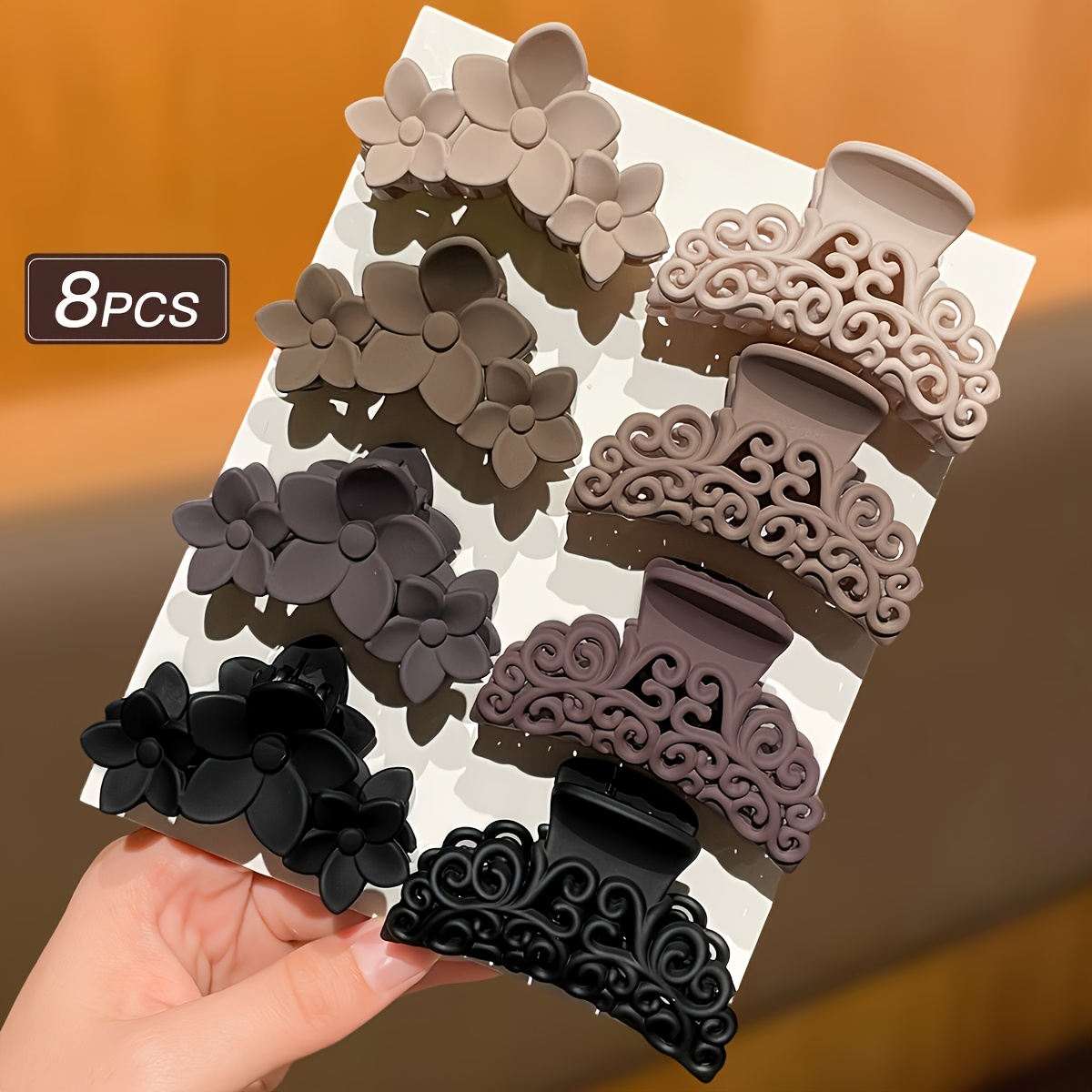 Image of 8pcs Vintage Fashion Hair Clips, Cute Hair Clips, Using Floral , Lightweight And Multiple Colors, Non-slip Suitable For Hair, Beach / Wedding / Daily Versatile Hair Additions