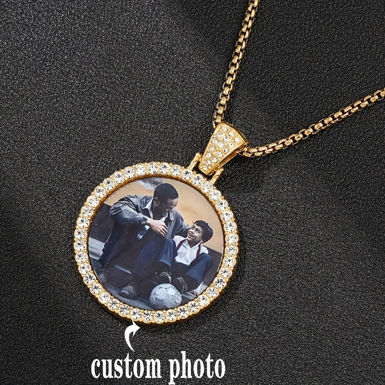 TEMU Personalized Custom Color Printed Photo Necklace Hip-hop Round Photo Frame Pendant Jewelry, Perfect Gift For