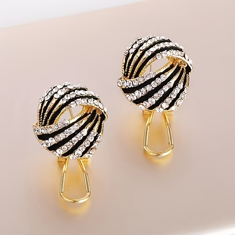 TEMU 1 Paire de Nouveaux Clous d'Oreilles Tendance pour Femme, Boucles d'Oreilles Créoles Torsadées Élégantes, Bijoux d'Oreille Dorés Tendance avec