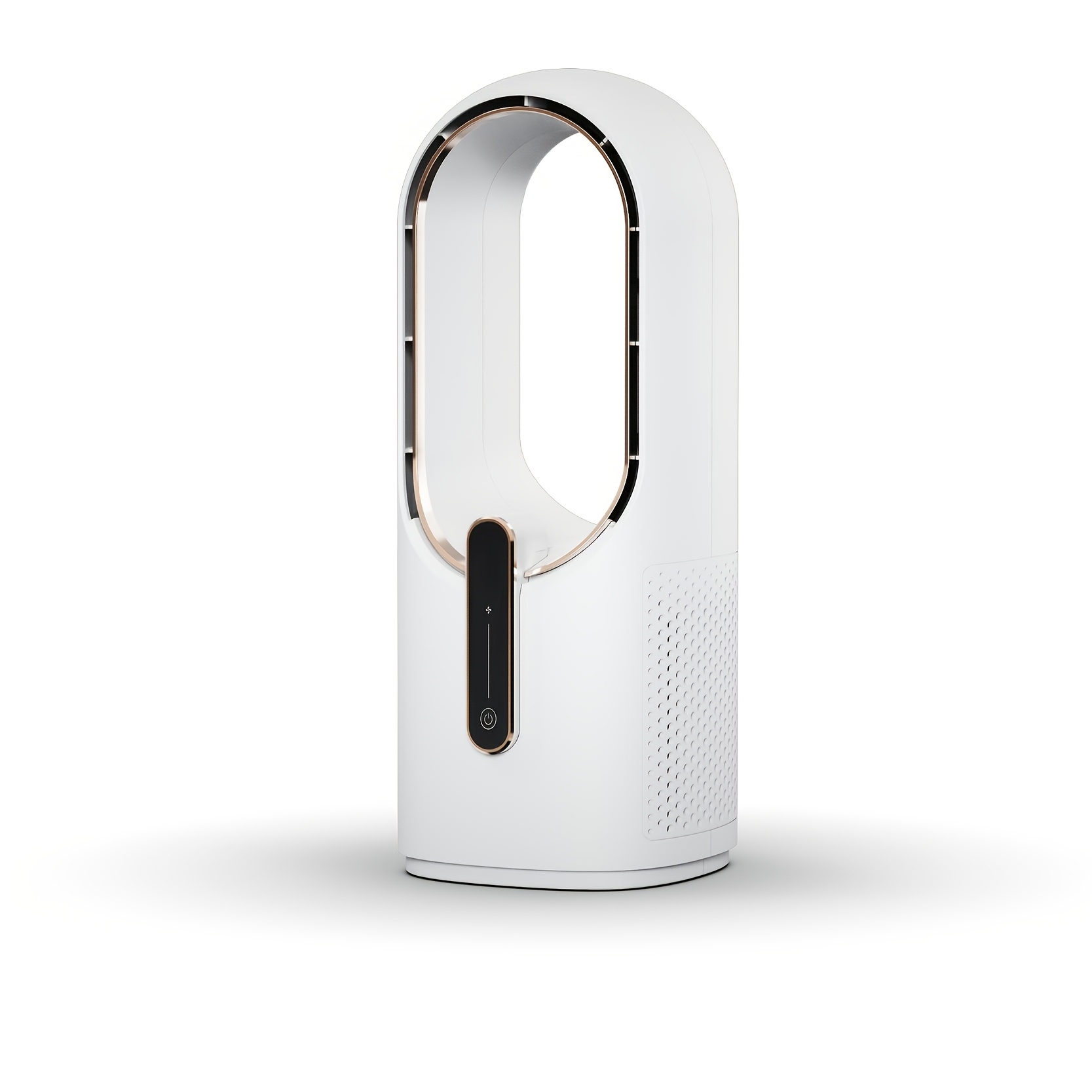 TEMU Portable Bladeless Desktop Tower Fan, Space-saving, And , Touch Screen Control, Large Battery, Usb Rechargeable, 3 Speeds, Stylish Fan For