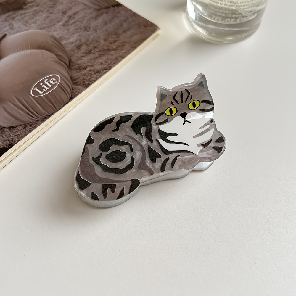 1pc Cute Cat Acrylic Hair Claw Colorful Niche Shark Clip Cartoon Puppy Hair Clip Hair Additions New