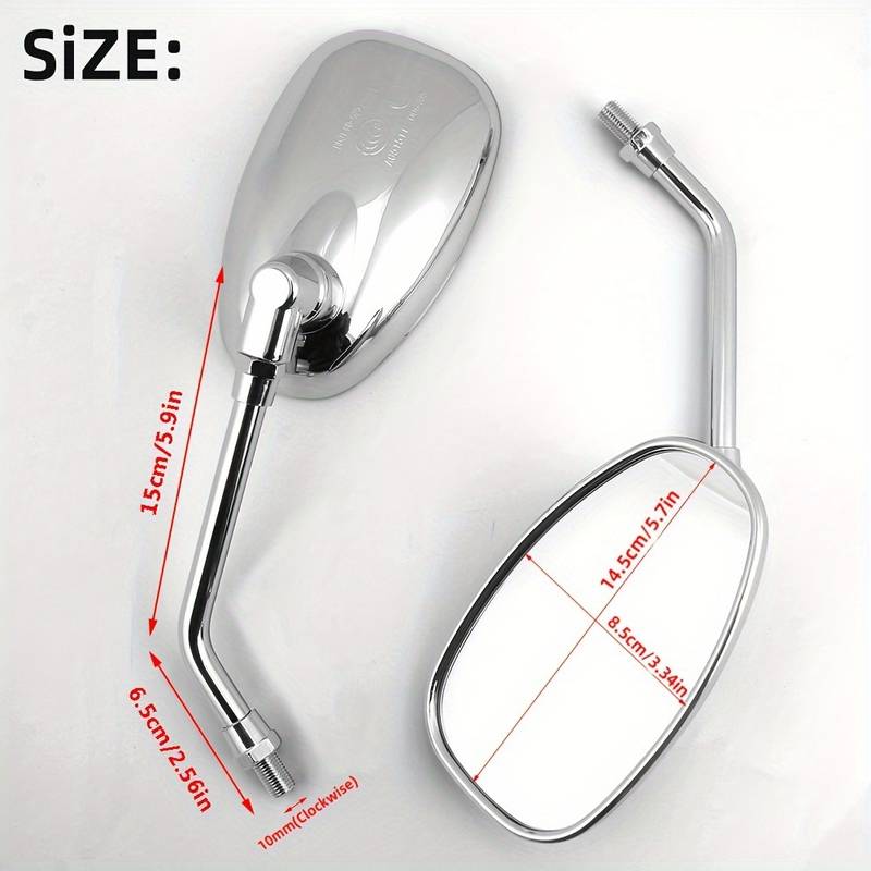 GoodFitment Pair Of Chrome & Black Motorcycle Rearview Mirrors - Universal For Scooter, Moped, Street Bike (8mm/10mm)