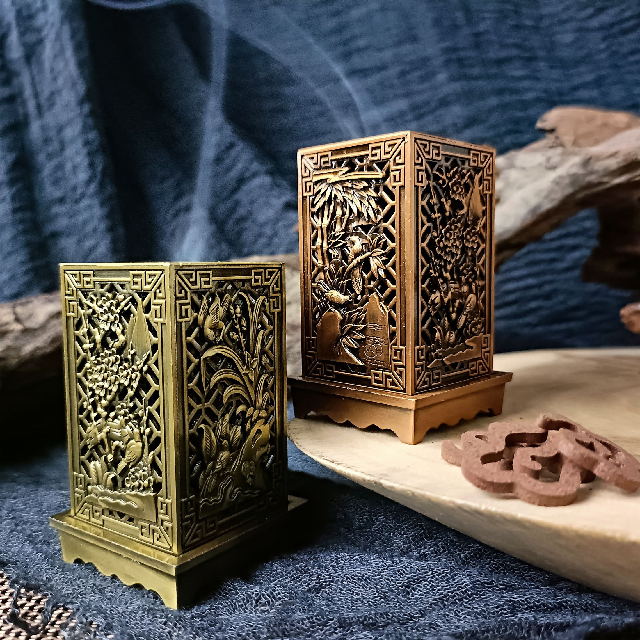 銅製 梅図 香炉 梅の木の枝の装飾品,アンティーク,銅,創造的