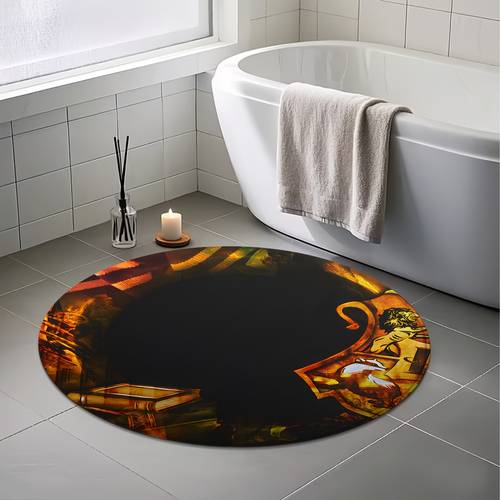 item picture house magic book pattern printed christmas gift decorative rug non slip round fleece mat suitable for living room bedroom daycare decor machine washable entrance terrace or garden decoration