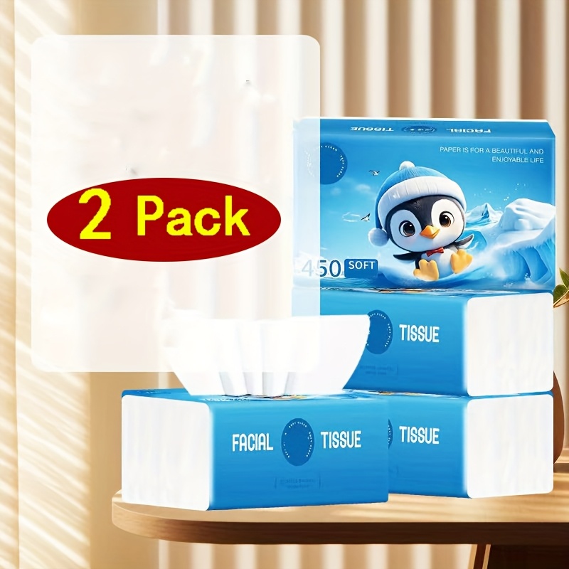 Image of 2-pack Facial Tissues - 450 Count, -ply Tissues, Dye-free, Ultra Absorbent And Soft For Home, Office, And Outdoor Use, Facial Tissue, Toilet Paper, Cleaning Supplies, Party Supplies