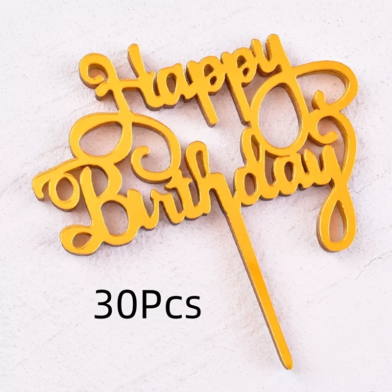Image of 30pcs Happy Birthday Acrylic Cake Toppers, Birthday Party Decorations, Christmas Event And Party Supplies，halloween，christmas