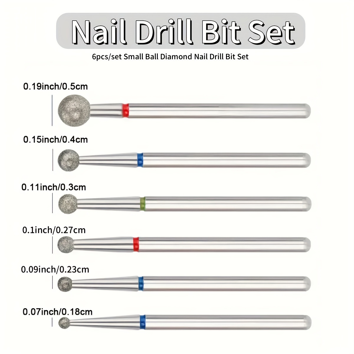 

6- Diamond Bit Set, , Small For Prepping And Removal, Unscented, Accessories