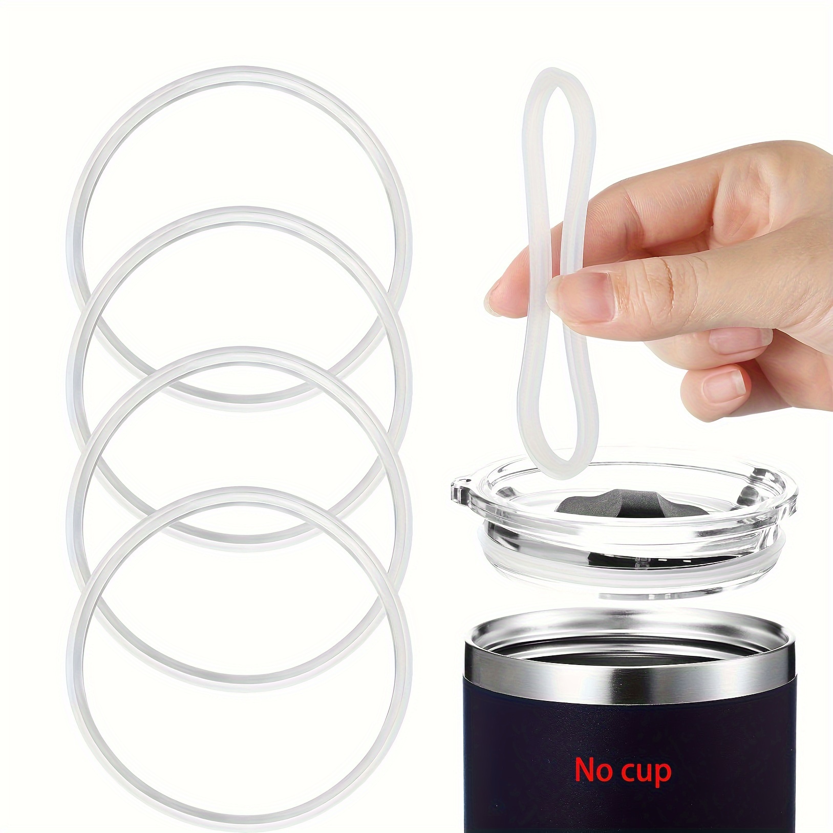 

4pcs Silicone Sealing Rings Set, Leakproof Gaskets, Fits 10oz To 40oz Stainless Steel Flat Bottom Sports Bottles