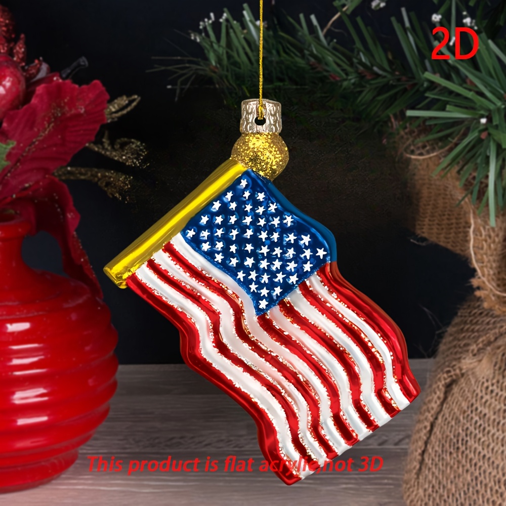

1pc Patriotic Acrylic Christmas Tree Ornament - Design, Holiday