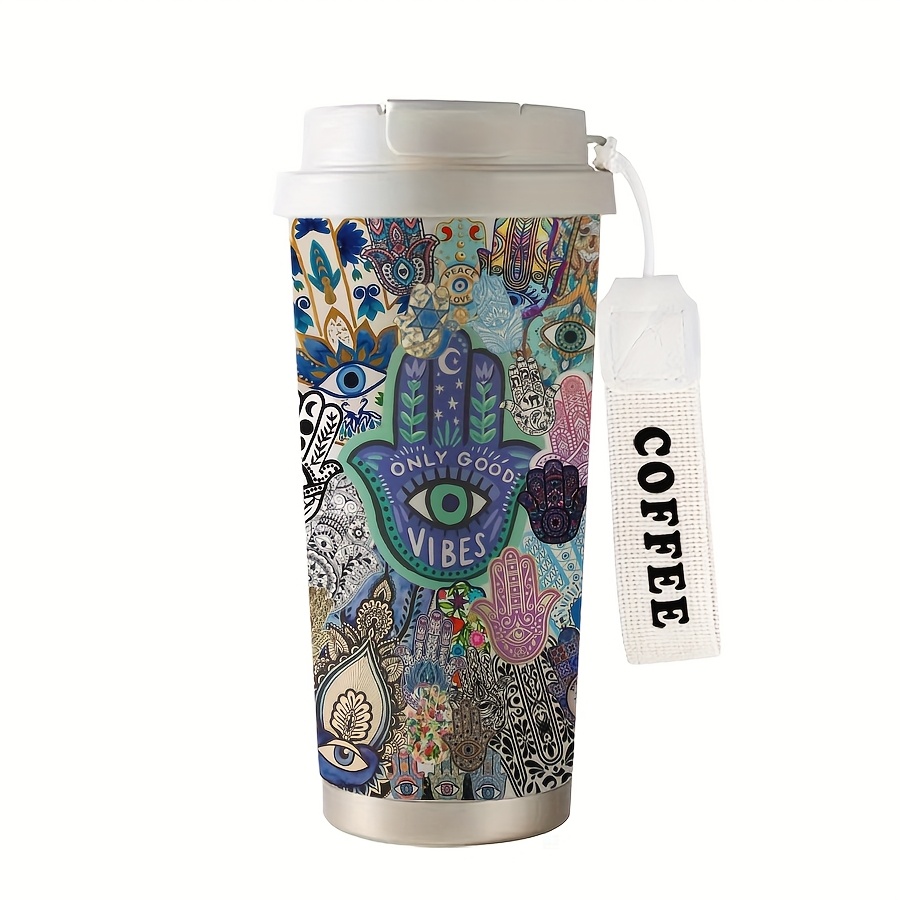 A 530ml Mug Featuring An Evil , Stylish And Modern, Suitable For Hot And Cold Beverages. This Portable Stainless Steel Insulated Mug Is Perfect For The Office, Home, Fitness Activities