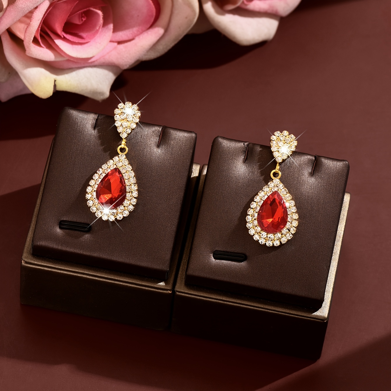 Retro Style Sparkling Water Drop Earrings