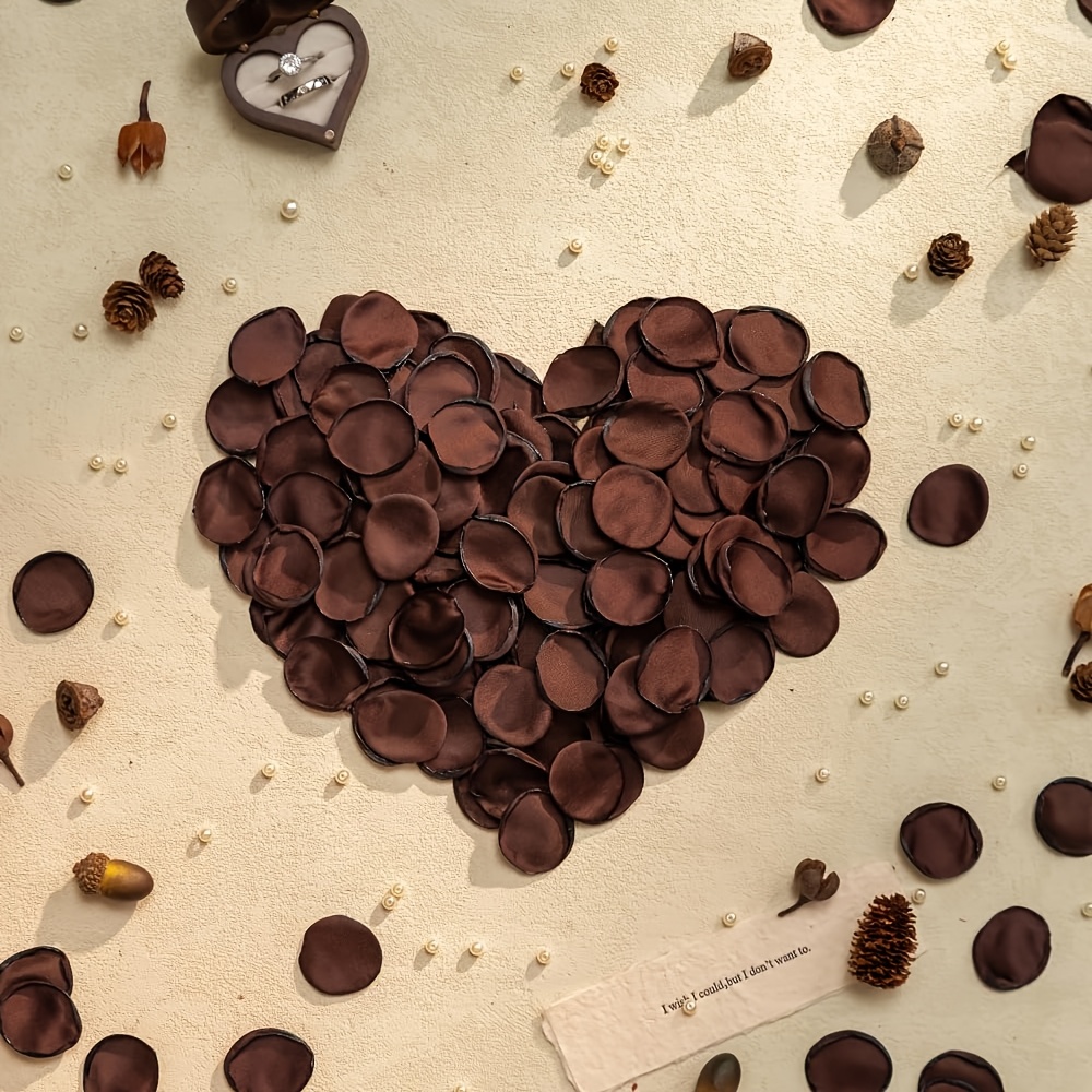 TEMU 80/390pcs Handmade Artificial Rose Petals, Confetti, Chocolate Brown, Wedding Flower Petals For Holidays, Family Gatherings, Birthday Parties,
