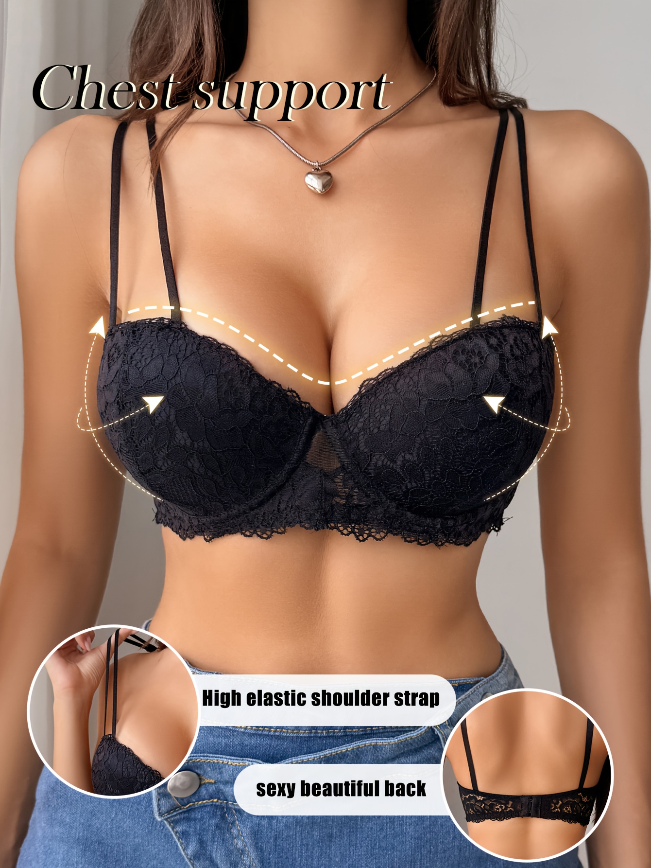 new lace lingerie womens small breasts look larger - Temu Mauritius