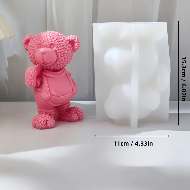 Image of 1pc Standing Bear Silicone Aromatherapy Candle Mold Diy Men's And Women's Bear Gypsum Mold Home Crafts Decoration Mold Diy Children's Birthday Gift