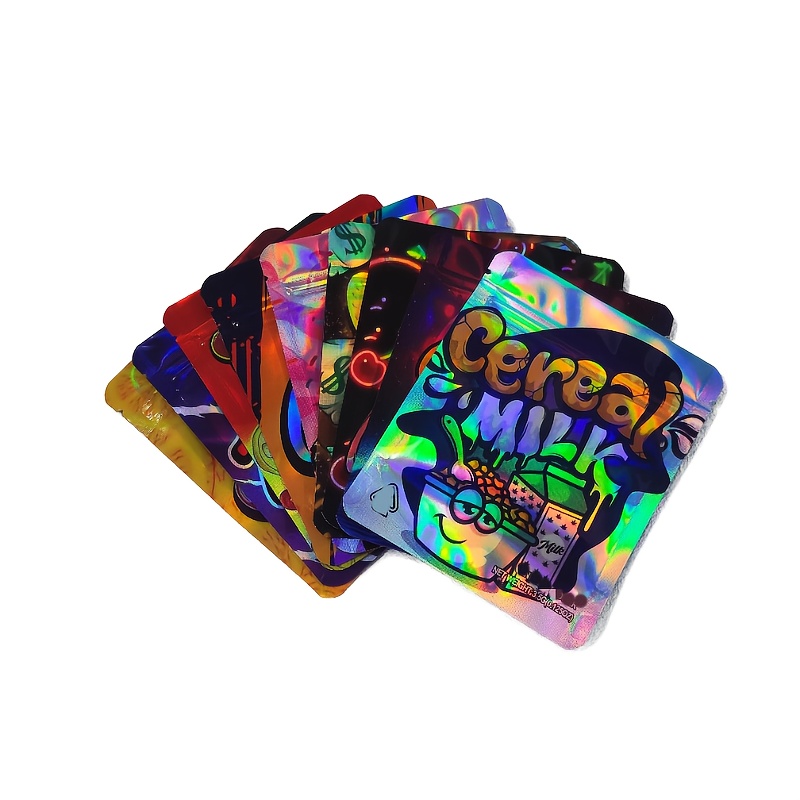 

[/50pcs Holographic Reusable Baggies] /50pcs Holographic Baggies, 3.5g, Reusable Plastic Pouches, Creative Patterns, , With Party Favors, For Christmas Gifts