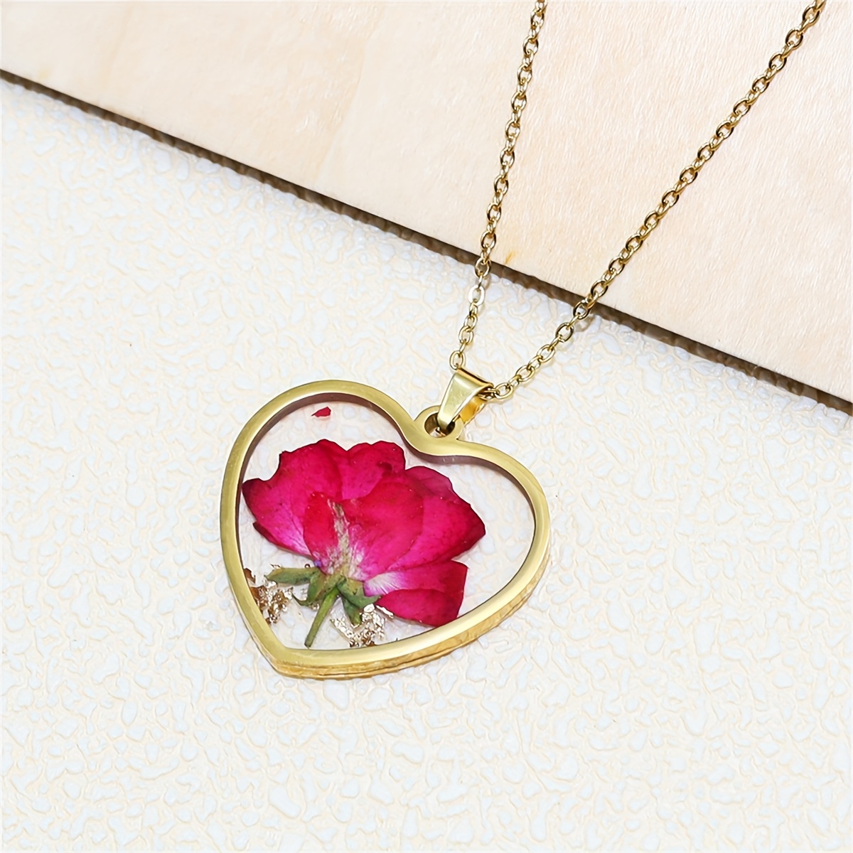 Gladiolus Heart Pendant Necklace