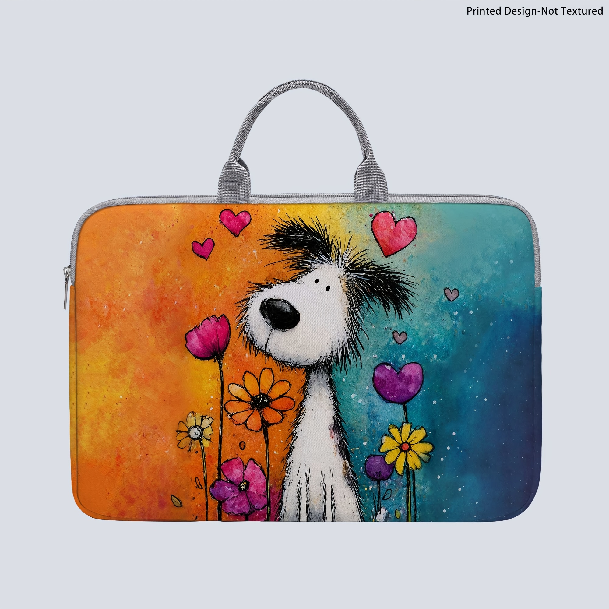 TEMU [printed Design-not Textured] 1 Laptop Bag, Dog-print Laptop Bag, Briefcase-style Fabric Bag, Suitable For 14-inch Laptops, Soft Laptop Sleeve,