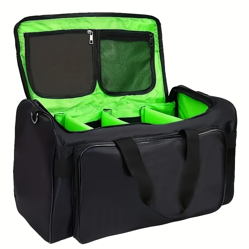 

Large-capacity Black Sports Bag With Neon Green Accents, Waterproof Fabric - Features Shoe Compartment, Ideal For Gym, Weekend Trips & Outdoor Activities