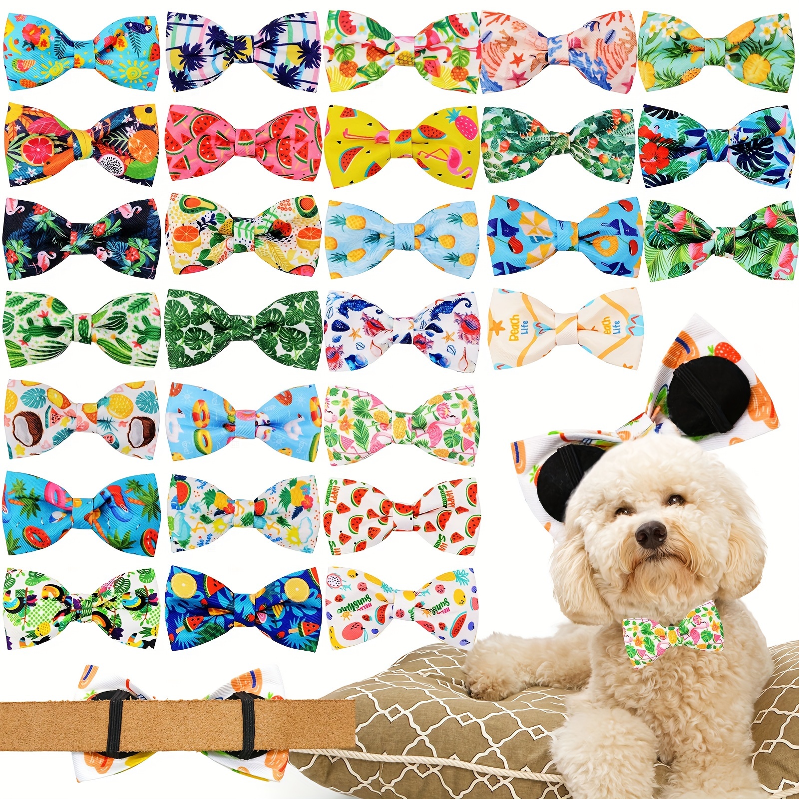 

5pcs Summer Removable Set For Small, , - Polyester, , Fastening Dog Bandanas