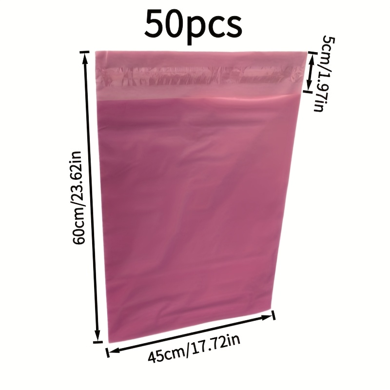 TEMU 50pcs Sacs d'expédition roses, sacs , sacs d'emballage en plastique, auto-scellants, 5 tailles disponibles, adaptés aux grands colis et au