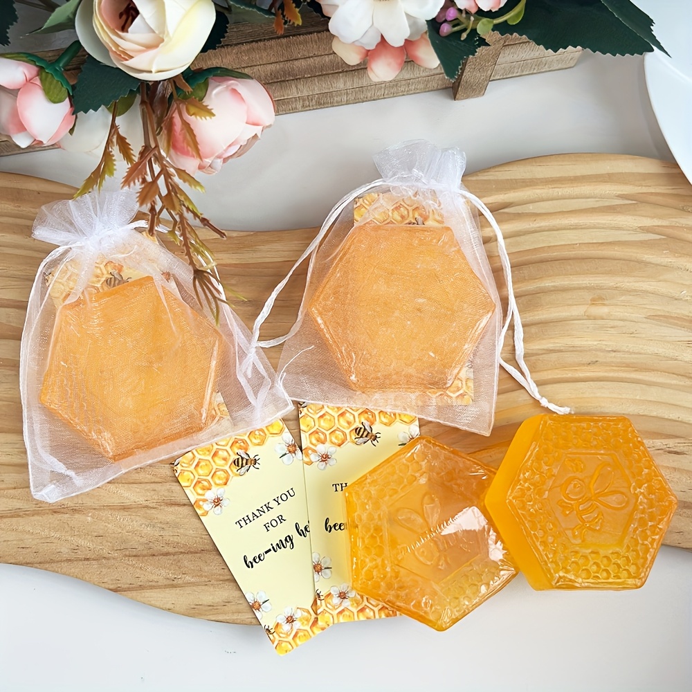 10 sets bee themed soap packs baby shower favors   10 honeycomb soap 10 thank you card and 10 gift bags   gift for guest gender reveal party decorations baby shower game prizes