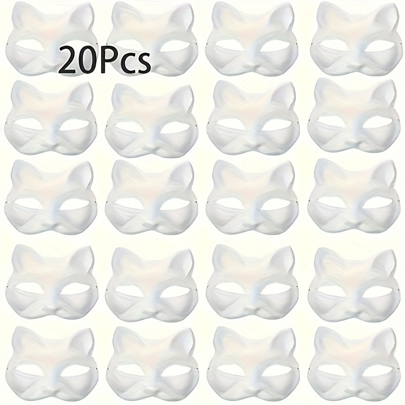 

20pcs Cat Masks, Blank Painted Masks Diy Halloween Half Masks