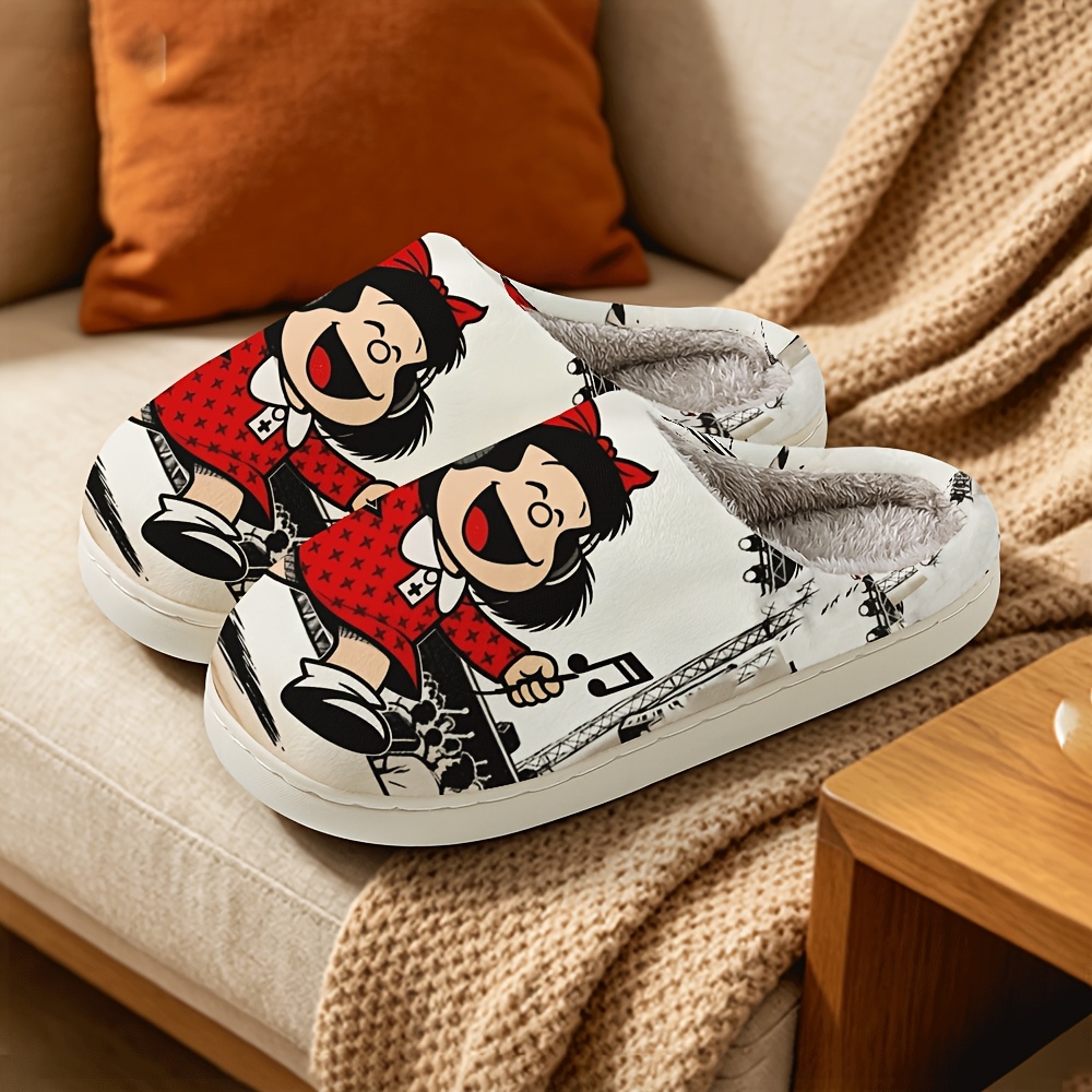 TEMU Zapatillas de Mujer para Casa, Interior con Forro Polar, Moda Estampada, Zapatillas Esponjosas para Exterior, Zapatos de Mujer