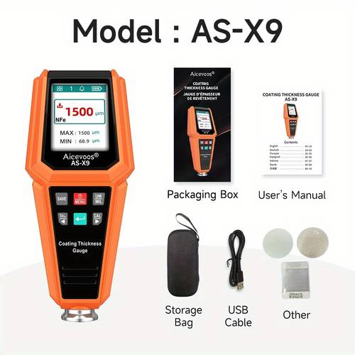 coating thickness gauge fe nfe 0 1500um measuring range 0 1um automotive paint film measuring tool with 256 group data storage rotation for easy viewing
