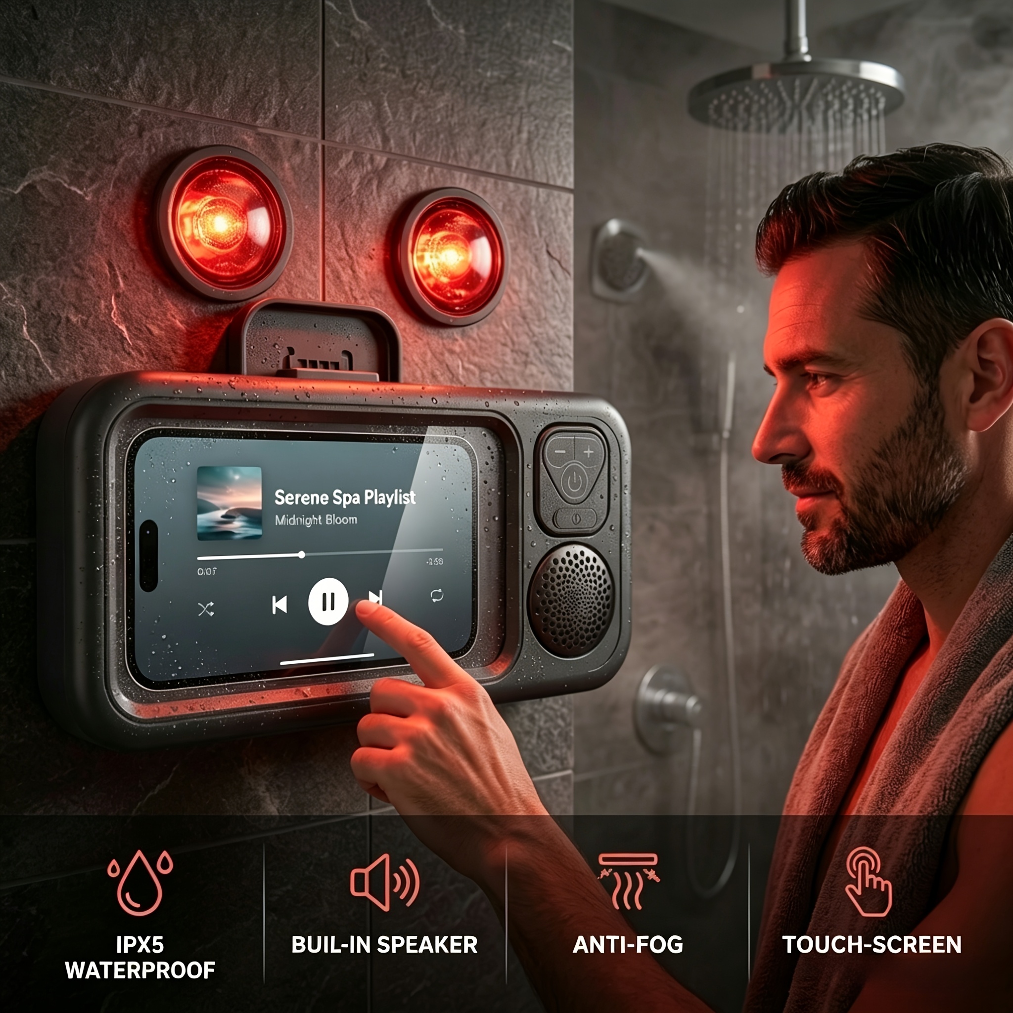 TEMU Phone Holder With Speaker For Shower Use  Builtin Smart Bluetooth Speaker 360degree Rotation Fits Any Phone Shower Phone Holder Adheres To