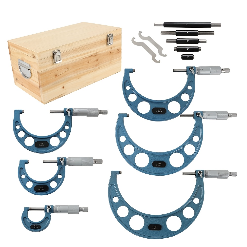 TEMU 0-6inch Outside Micrometer Set 0.0001inch 6pcs